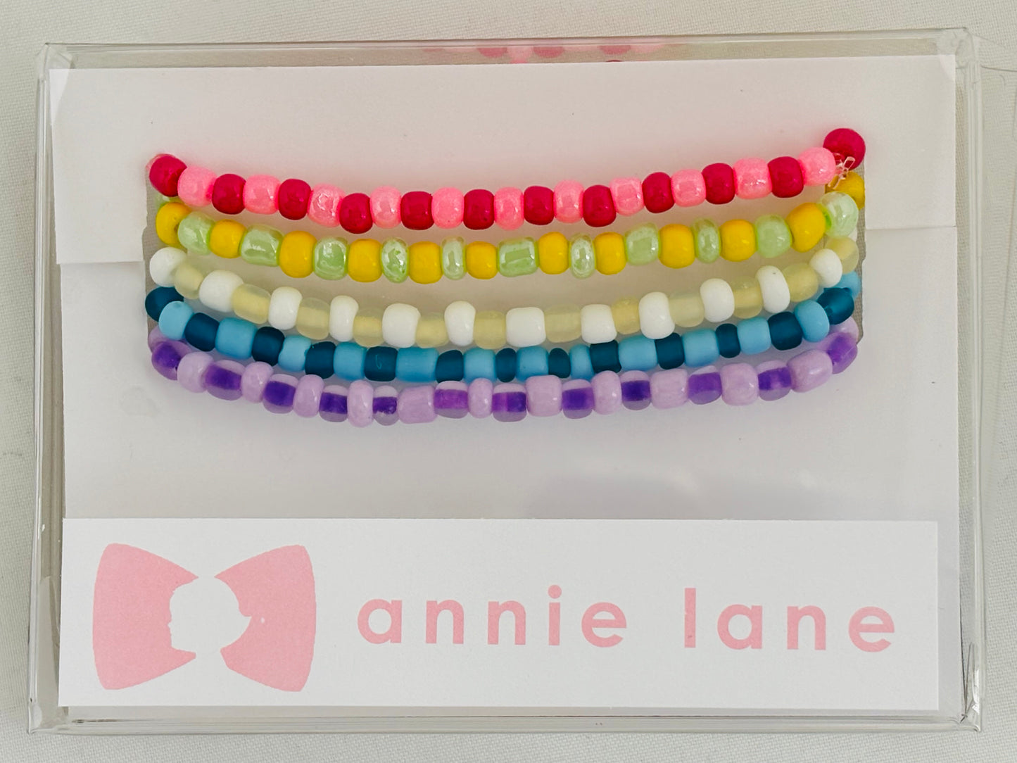 Bright set of five bracelets