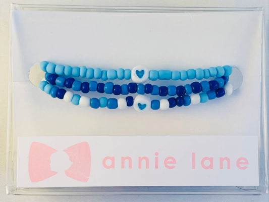 Blue set of three bracelets