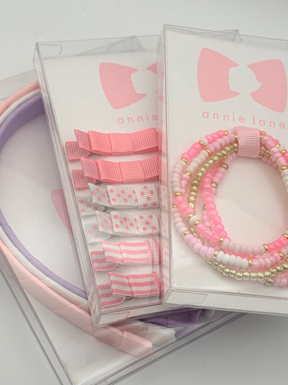 The Perfect Hair Bow - Set of Six - Pink & White Mixed Patterns