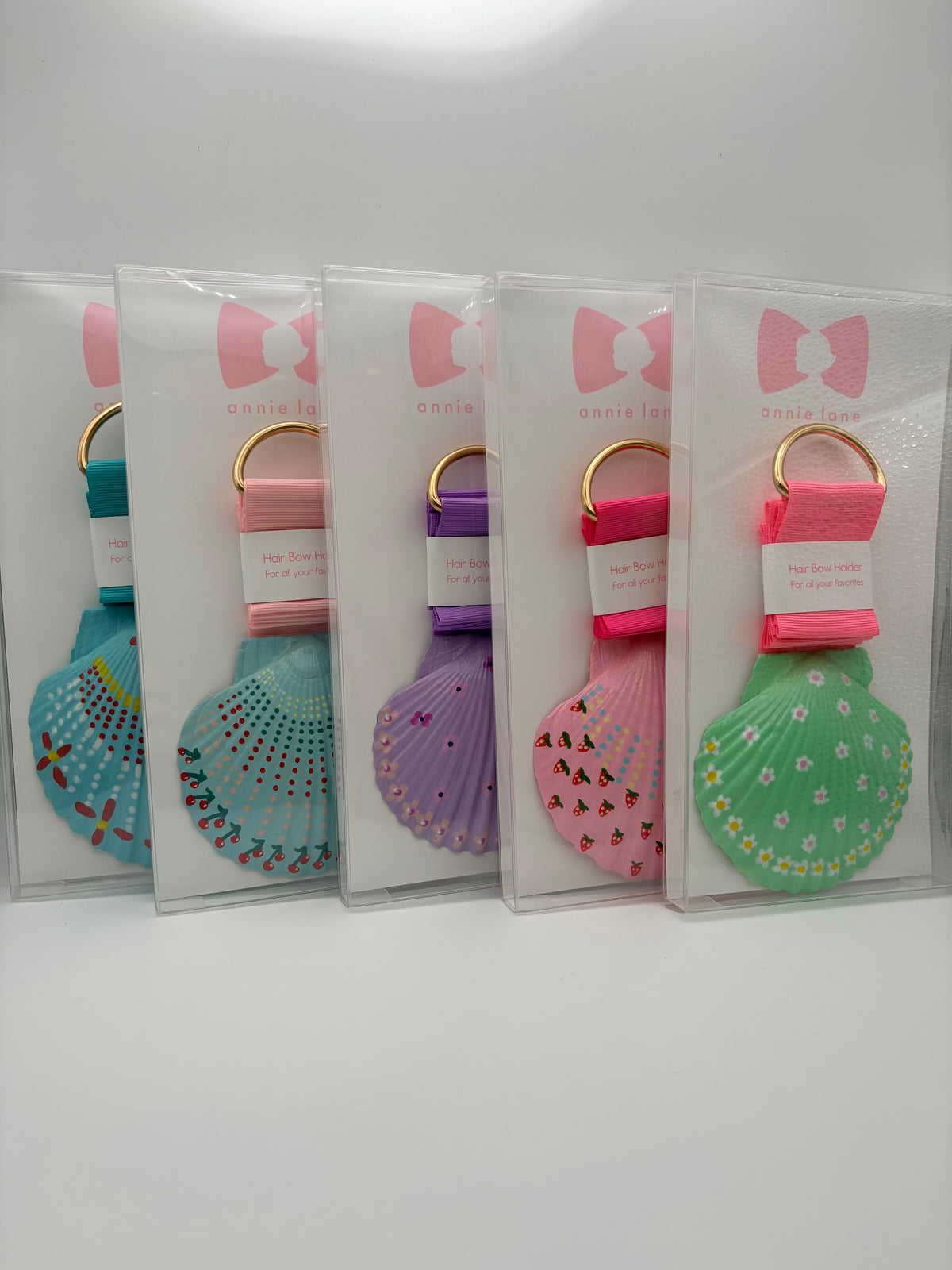 Hand-Painted Scallop Shell Hair Bow Holder - Green